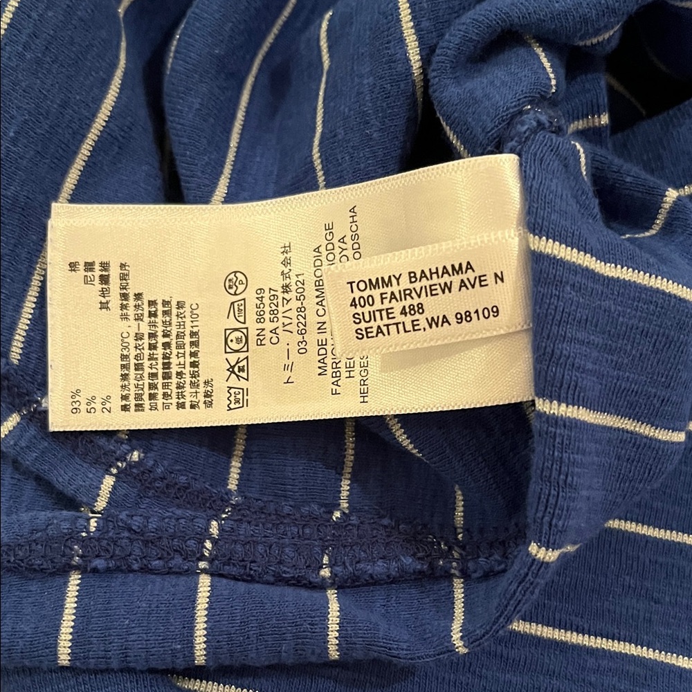 EUC Tommy Bahama Ashby Isles Blue with Metallic Stripe 3/4-Sleeve T-Shirt Sz S/P - Picture 8 of 10
